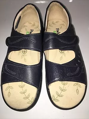 Padders Plus-Heatwave-Womens-Riptape Sandals-navy-size 4EE • £20