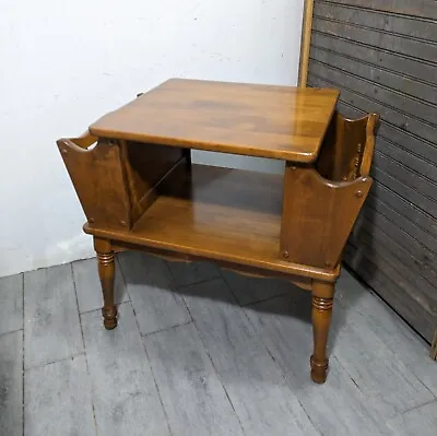 Vintage Colonial Maple Wood End Table With Magazine Rack (Ethan Allen ?) • $180