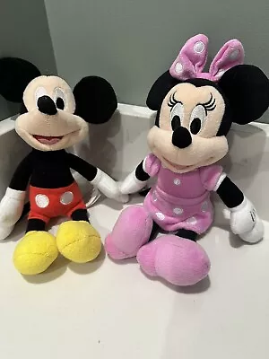 Pair Of Disney Mickey Mouse And Minnie Mouse 10 Inch  Walt Disney Plush • $14.99