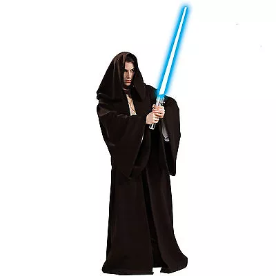 Adult Mens Star Wars Master Jedi Costume Hooded Robe Fancy Party Dress 03A3006 • $34.99