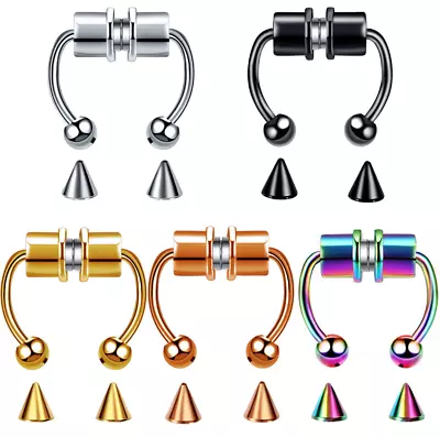 Magnetic Non-Piercing  Nose Rings Fake Septum Segment Helix Club Clickers Punk • $3.79