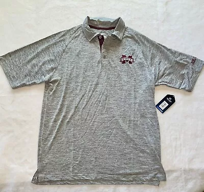 Colosseum Heather Gray Mississippi State Bulldogs Polo Men’s Size L - NWT • $14.99