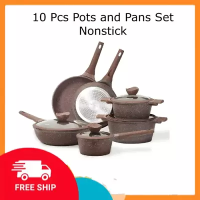 $98.99 • Buy Carote Granite Nonstick Cookware Sets, 10 Pcs Pots And Pans Set Nonstick