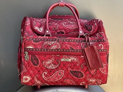 Vera Bradley  Mesa Red Paisley Carry-On Rolling Duffel Travel Bag Suitcase • $74.99