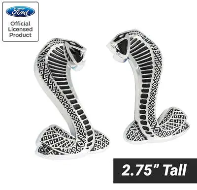 1994-2004 Ford Mustang Cobra Black & Chrome 2.75  Fender Snake Emblems Pair • $24.95