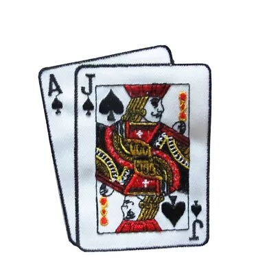 #2272 Black Jack Casino Poker Card Hand Embroidery Iron On Applique Patch • $4.25