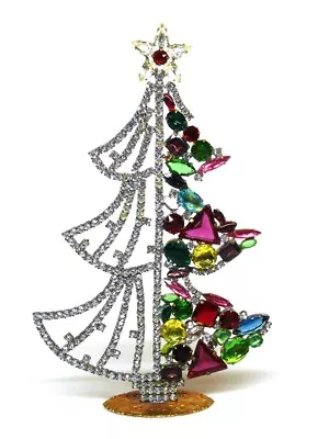 Vintage Rare Designed Rhinestone Xmas Standing Tree Decoration - FREE SHIPPING • $69.90