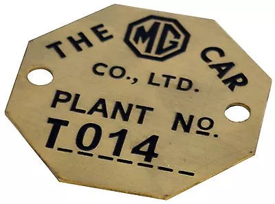 MG Car Company Inventory Tag In Brass (reproduction) • $7.95