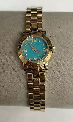 Marc By Marc Jacobs Gold-tone Amy Dinky Gold Tone Aqua Dial MBM3229 • $70