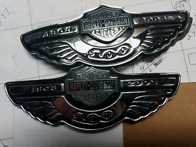 Harley Davidson 100th Anniversary Fuel Gas Tank Badge Emblem-Silver Bar & Shield • $249
