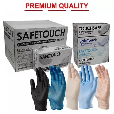 SAFETOUCH Disposable Nitrile Or Vinyl Gloves Latex & Powder Free - 100 Boxed • £5.99