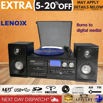 $273.60 • Buy Stereo System Turntable Vinyl Record Player Cassette Recorder CD Bluetooth USB