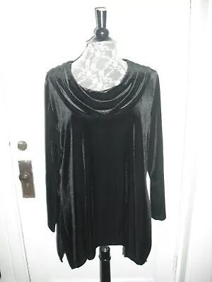  N TOUCH BRAND Size Large BLACK VELVET TUNIC Cowl Neck • $20