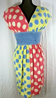 Vintage Valentino Night Party Cocktail Dress Polka Dots Multi Color USA 10  IT46 • $349.99