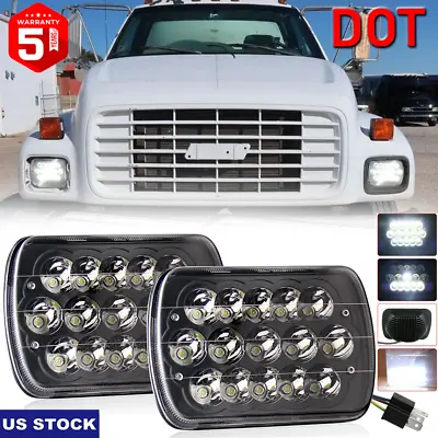 For GMC Safari C6500 C7500 Topkick Pair 7x6  LED Headlights Hi/Lo Beam H4 DOT • $37.19