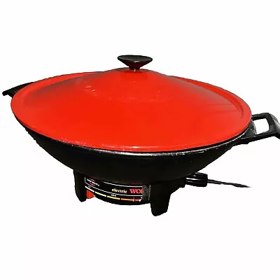 Vintage 1975 Red West Bend Electric Wok  Made In USA Works Perfectly • $49