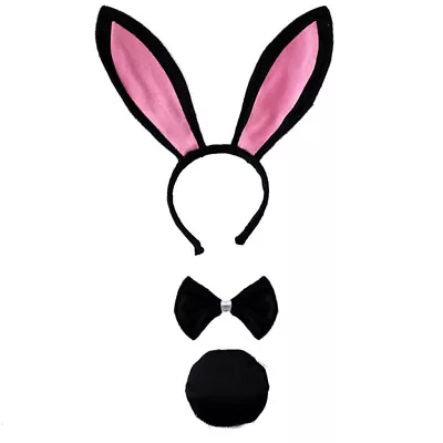 Rabbit Ears Tail Bow Tie Bunny Ear Headband Easter Dress Up Costume • £5.58