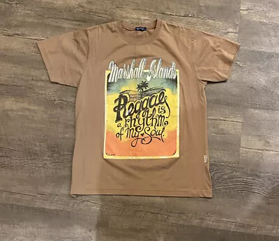 Marshall Islands Men's T-Shirt Medium Double Sided Graphic Spell Out Brown • $9.71