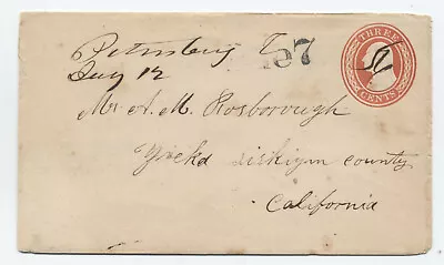 1850s Petersburg [TN?] U9 Nesbitt To CA Due 7 Handstamp [6026.45] • $64.99