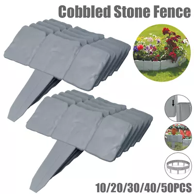 40 Garden Lawn Cobbled Stone Effect Plastic Edging Plant Border Simply Hammer In • £10.99
