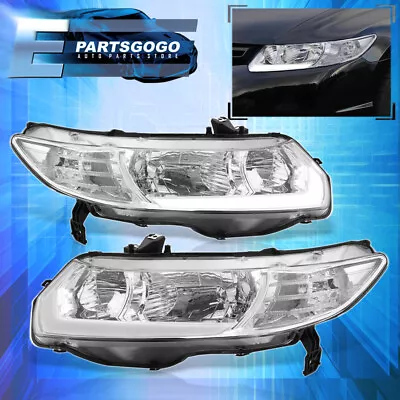 For 06-11 Honda Civic FG Coupe 2DR JDM Chrome LED DRL Headlights Lamps Set LH+RH • $153.99