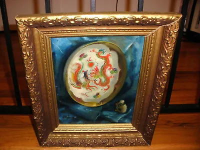 Zsuzsanna Suger (Hungarian 1939) Painting Chinese Still Life Dragon Plate Monkey • $225