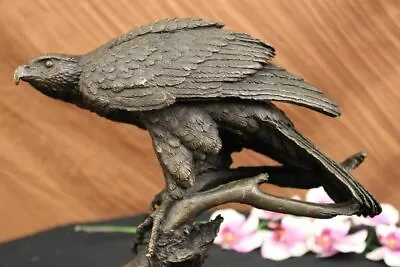 Signed Barye American Eagle On A Tree Branch Bronze Marble Figurine Artwork NR • $229.50