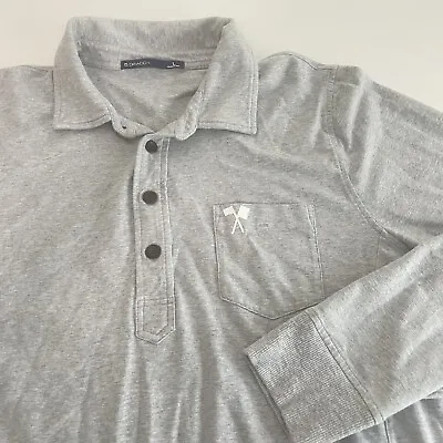 B DRADDY Long Sleeve Golf Polo Shirt Pocket Gray Men's Large Stretch • $4.99