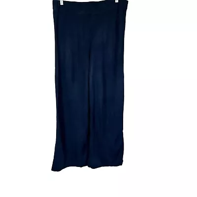 G.I.L.I. Women's Knit Wide Leg Pants Wide Leg Pants Solid Navy Blue 1X Plus Size • $30