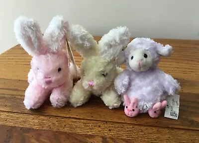 NEW Lot 3 EASTER RUSS & AURORA WEE Lamb Bunny PURPLE YELLOW PINK 3.5  4 VINTAGE • $22.99