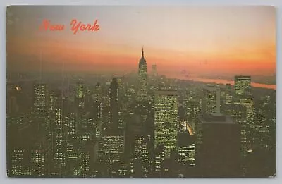 Manhattan New York~Manhattan At Dusk~PM 1979~Vintage Postcard • $1.35