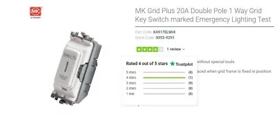 Mk K4917ELWHI 20a DP 1 Way Secret Key Sw Emergency (4 For £14 Just Ask ) • £4.50