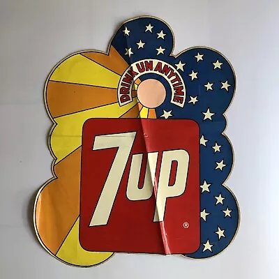 1971 RARE VINTAGE 7UP SIGN STICKER PETER MAX STYLE Drink Un Anytime Soda Pop • $75