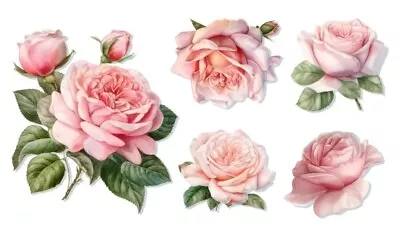 5 X Watercolour Rose Stickers - Decals - Transfers - Self Adhesive Vinyl • £2.99