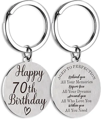 Happy 70Th Birthday Gifts For Women Or Men Keychain 70 Year Old Birthday Gifts  • $17.58