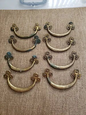$9.99 • Buy 8 Antique Hammered Brass Drawer Pulls Furniture/Cabinet Hardware 4 5/8 Inches