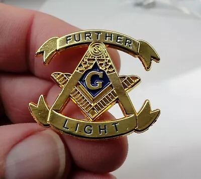 Pre-Owned Freemason Further Light Pin Badge Geometry Square Compass Mason • £4.49