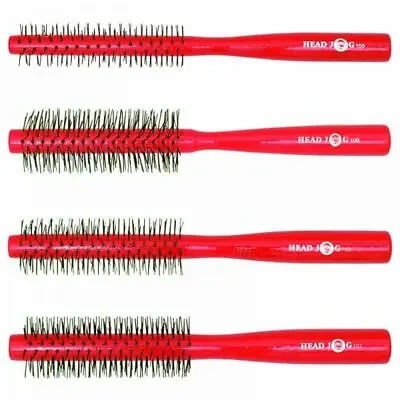 Head Jog Red Lacquer Wooden Radial Hair Brush Small Long Nylon Curling Salon 105 • £7.99