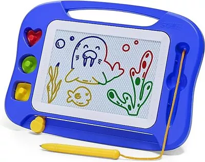 Kids Magnetic Drawing Board Learning Travel Toy Gift Etch Sketch | Choose Colour • £12.94