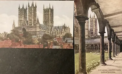 2 Old Postcards Lincoln  Cathedral Quinton No 3898/3900 Unposted • £0.99