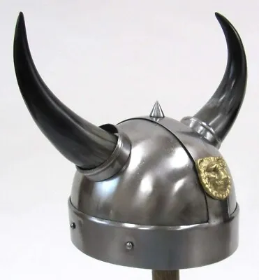 NauticalMart Authentic Reproduction Steel Viking Warrior Helmet Horns And Brass • $99