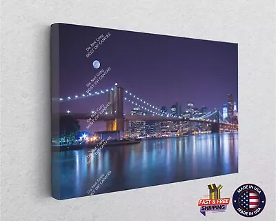 New York City Art Of Brooklyn Bridge And Manhattan Downtown Canvas Print • $202.40