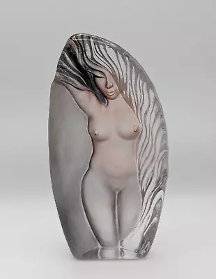 MATS JONASSON Art Studio Glass Nude Lady Figure Sculpture Plaque 65163 Swedish • £250