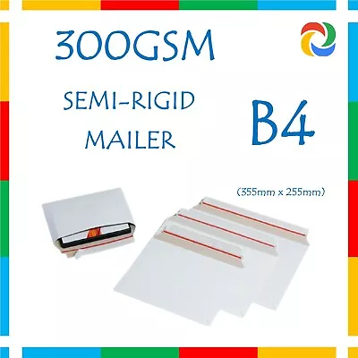 (50x) 355 X 255mm B4 300GSM Cardboard Mailer Thin-Rigid Adhesive Post Envelope • $33.90