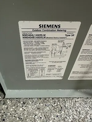 Siemens MM0404L1400RLM Type 3R MM0404B1400RLM (400 Amp Meter Combo With 2 200 • $2500