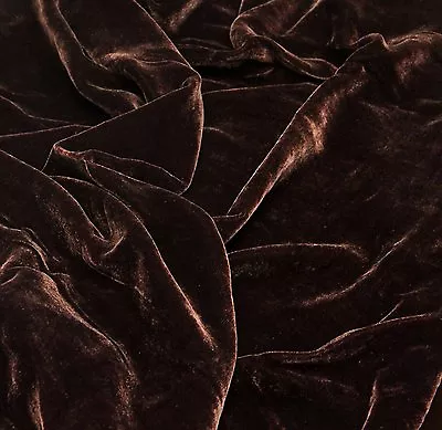 Silk Velvet Chocolate Solid Fabric 45” Clothing Drapery Dresses By Yard • $40.99