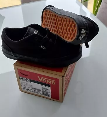 Vans Black Canvas Lace Trainers Shoes KIDS Size UK 11.5 EUR 29 Child • £12