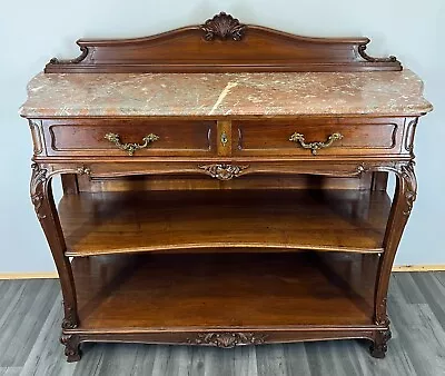 French Antique Walnut  Marble Topped Chest Of Drawers / Console Table (LOT 2689) • £699