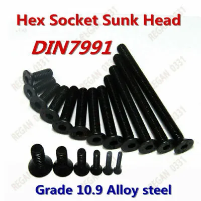 M3 M4 M6 Black Alloy Steel Allen Hex Socket Countersunk Head Screw Grade 10.9 • $7.01