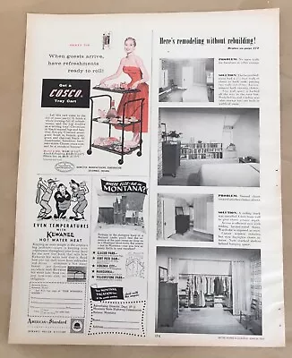 $5 • Buy Cosco Tray Cart Print Ad 1957 Orig Vintage 50s Retro Home Decor Party Illus. 